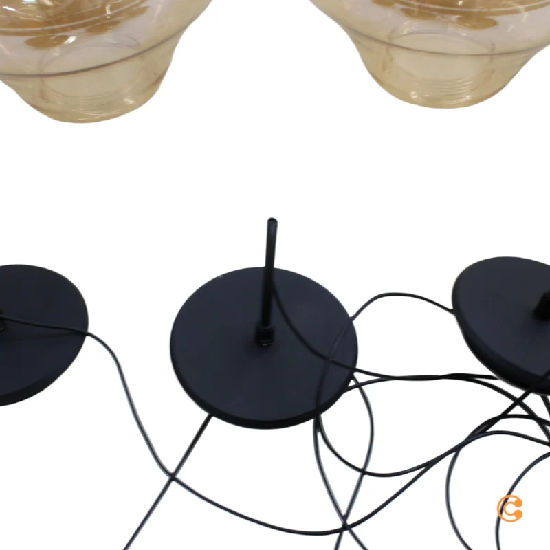 B-Ware Fabas Luce Pendelleuchte Hängeleuchte Deva LED Amber Glas Metall Dimmbar 115 cm