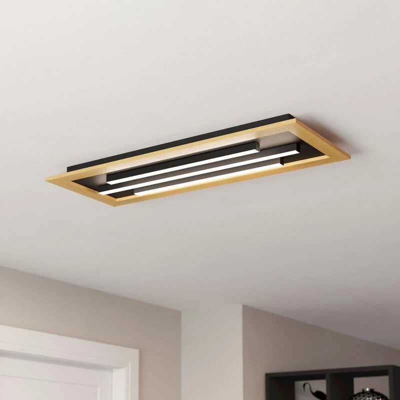 B-Ware Deckenleuchte Lampe LED Eglo Tirrenara Fernbedienung Schwarz Holz Dimmbar
