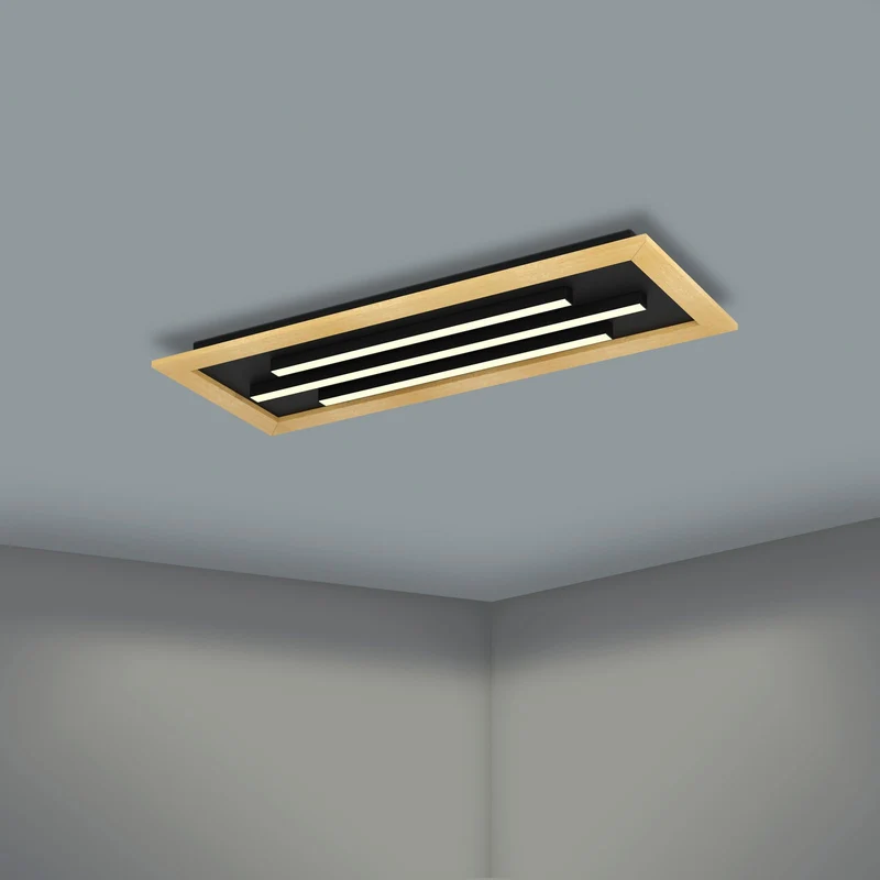 B-Ware Deckenleuchte Lampe LED Eglo Tirrenara Fernbedienung Schwarz Holz Dimmbar