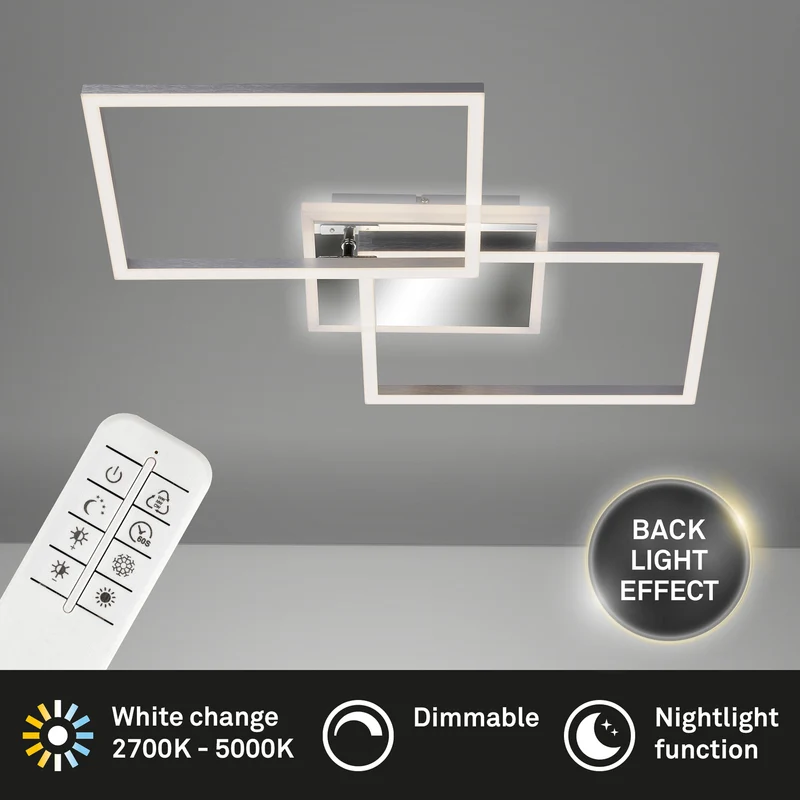 B-Ware Briloner LED-Deckenlampe Frame Deckenlampe Deckenlicht 2-flammig LED aluminium