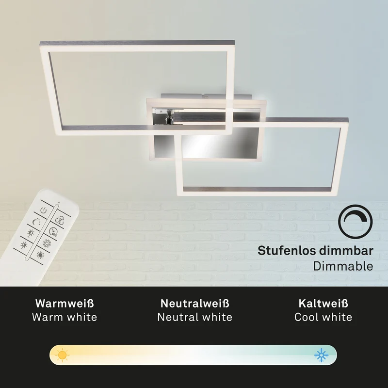 B-Ware Briloner LED-Deckenlampe Frame Deckenlampe Deckenlicht 2-flammig LED aluminium