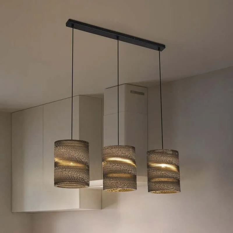 B-Ware LEDVANCE Hängeleuchte Pendelleuchte Cylinder Wellpappe Braun E27 LED 3-flammig