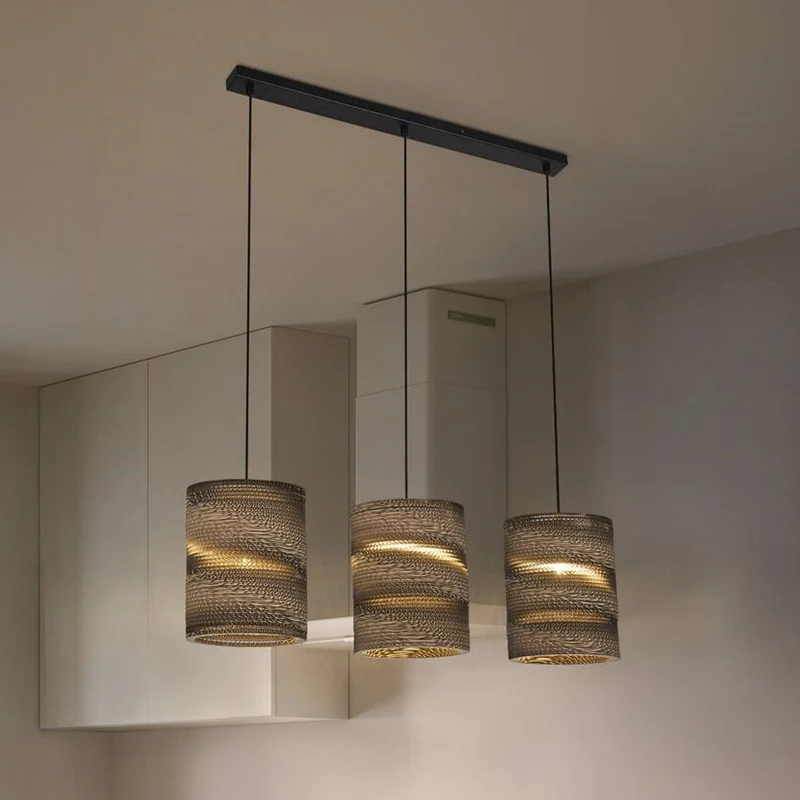 B-Ware LEDVANCE Hängeleuchte Pendelleuchte Cylinder Wellpappe Braun E27 LED 3-flammig