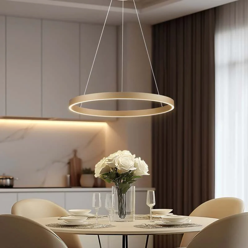 B-Ware Lucande Hängeleuchte Yonam LED Pendelleuchte dimmbar gold 1-flammig Tuya 250cm