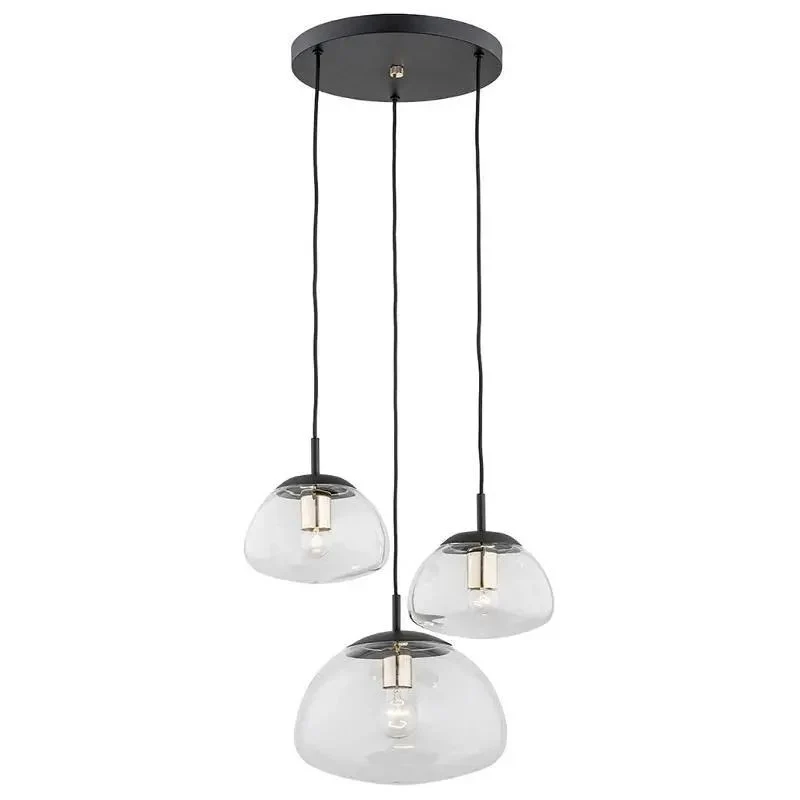 B-Ware Euluna Pendellampe Turku Hängeleuchte 3-flammig klar schwarz Glas E27 LED Lampe