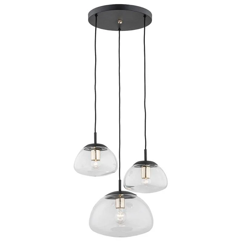B-Ware Euluna Pendellampe Turku Hängeleuchte 3-flammig klar schwarz Glas E27 LED Lampe