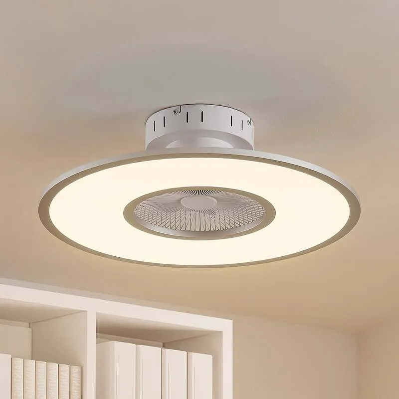 B-Ware Lindby Deckenventilator Romea LED Ventilator Lampe dimmbar silber Ø60cm 16,5cm