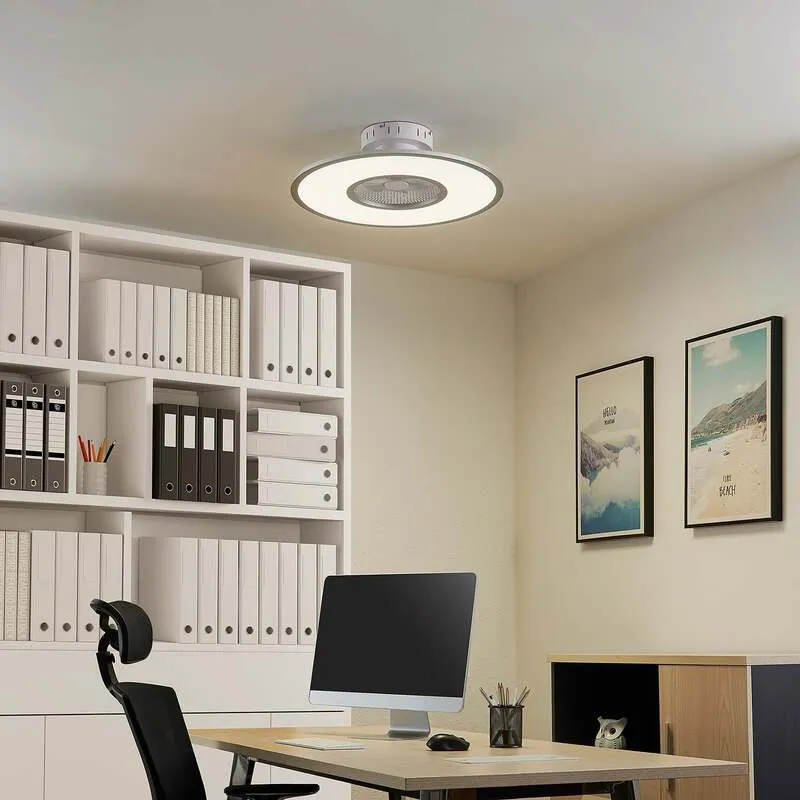 B-Ware Lindby Deckenventilator Romea LED Ventilator Lampe dimmbar silber Ø60cm 16,5cm