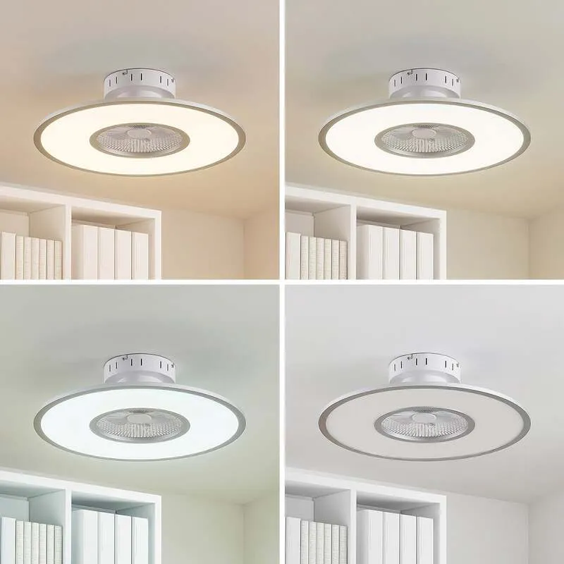 B-Ware Lindby Deckenventilator Romea LED Ventilator Lampe dimmbar silber Ø60cm 16,5cm