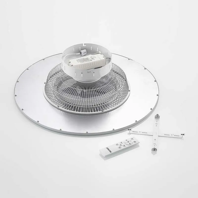 B-Ware Lindby Deckenventilator Romea LED Ventilator Lampe dimmbar silber Ø60cm 16,5cm