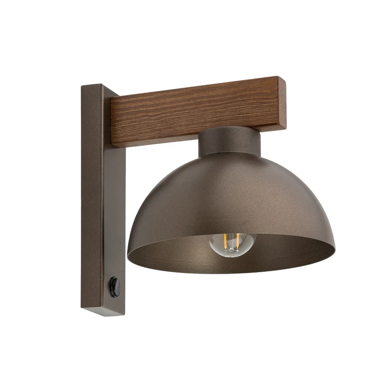 B-Ware Wandleuchte Wandlampe Oslo Metall Braun E27 Schalter 20 cm hoch