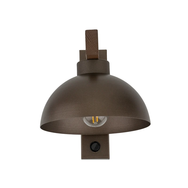B-Ware Wandleuchte Wandlampe Oslo Metall Braun E27 Schalter 20 cm hoch