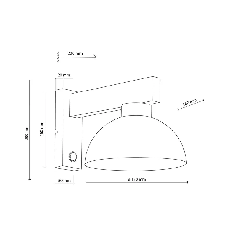 B-Ware Wandleuchte Wandlampe Oslo Metall Braun E27 Schalter 20 cm hoch