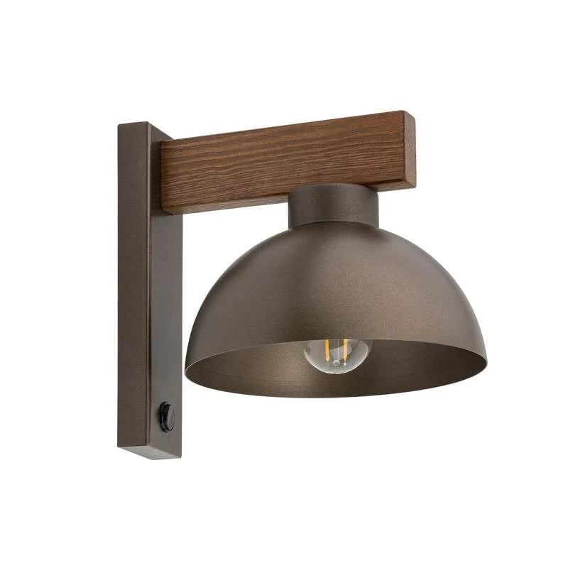 B-Ware Wandleuchte Wandlampe Oslo Metall Braun E27 Schalter 20 cm hoch