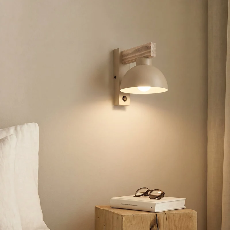 B-Ware Wandleuchte Wandlampe Oslo sandfarben Metall Leuchte Lampe Licht mit Schalter