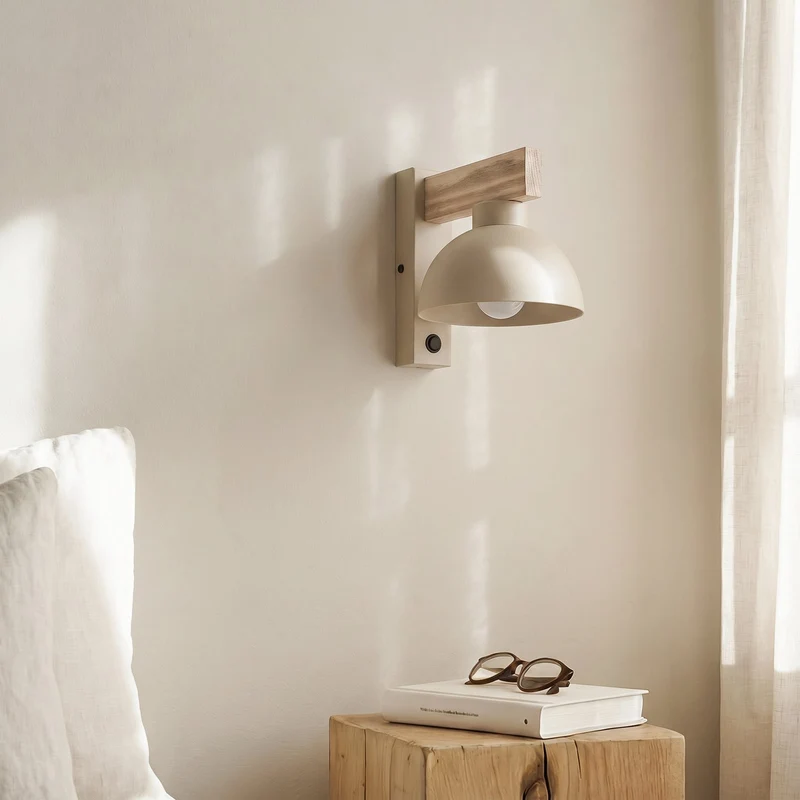 B-Ware Wandleuchte Wandlampe Oslo sandfarben Metall Leuchte Lampe Licht mit Schalter