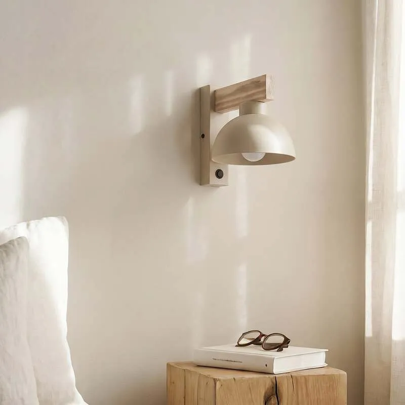 B-Ware Wandleuchte Wandlampe Oslo sandfarben Metall Leuchte Lampe Licht mit Schalter