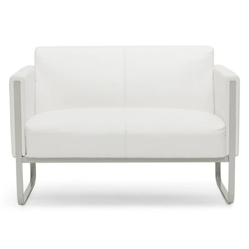 B-Ware hjh OFFICE Loungesofa Couch ARUBA Kunstleder Weiß 2 Sitzer Gestell Lichtgrau