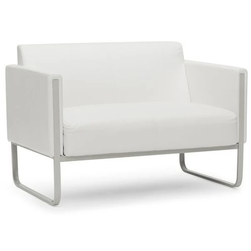 B-Ware hjh OFFICE Loungesofa Couch ARUBA Kunstleder Weiß 2 Sitzer Gestell Lichtgrau