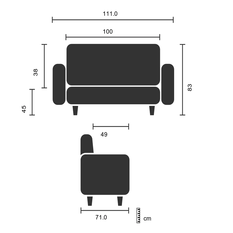 B-Ware hjh OFFICE Loungesofa Couch ARUBA Kunstleder Weiß 2 Sitzer Gestell Lichtgrau