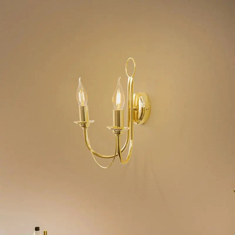 B-Ware Euluna Wandleuchte Wandlampe Retro Gold Stahl Schalter Beleuchtung 2-flg