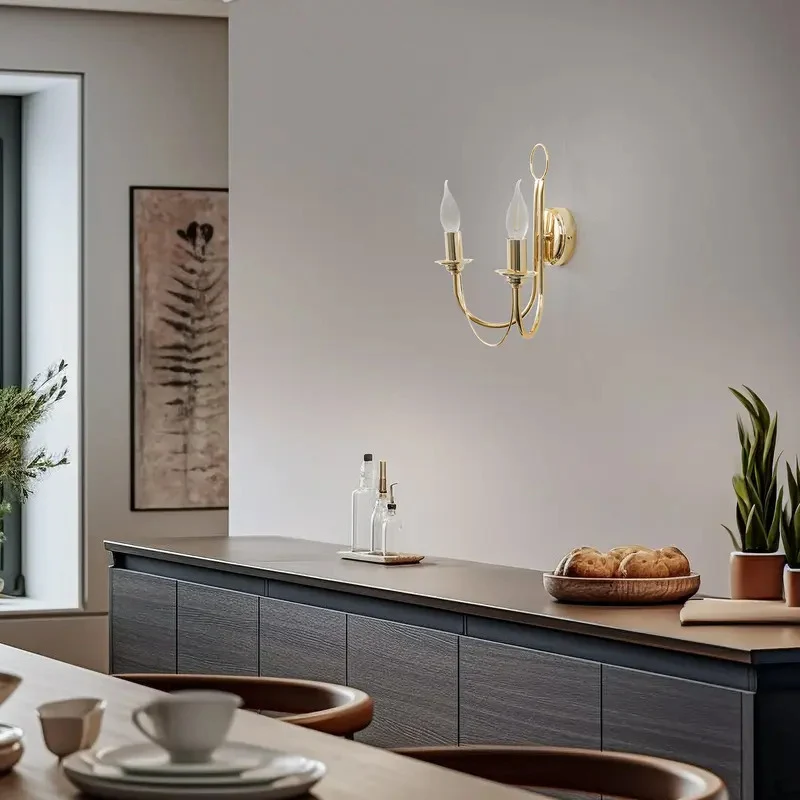 B-Ware Euluna Wandleuchte Wandlampe Retro Gold Stahl Schalter Beleuchtung 2-flg