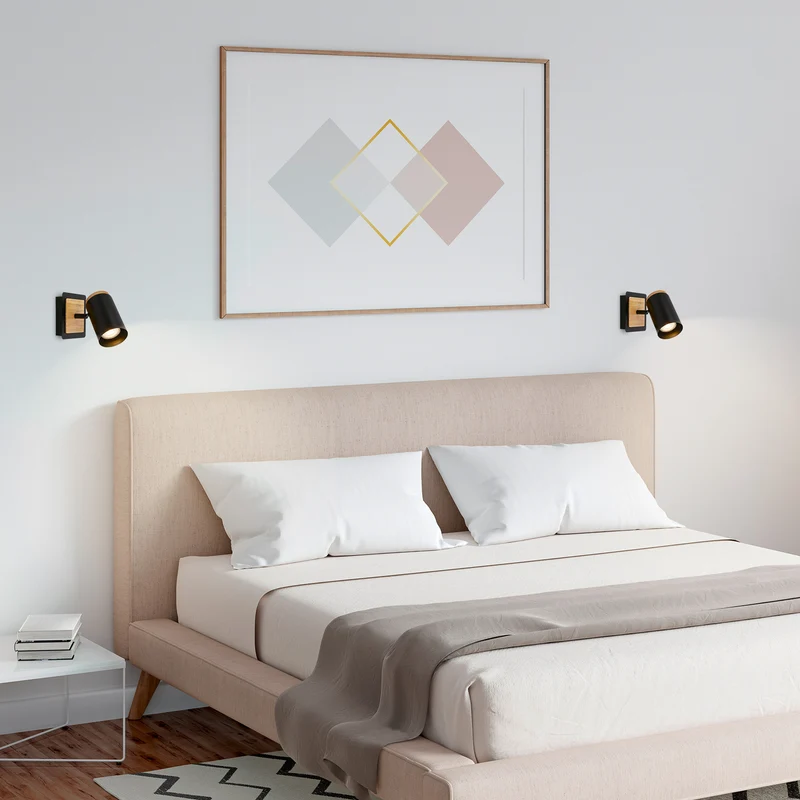 B-Ware briloner Wandstrahler Wandleuchte duta schwarz holz Holz Ausladung 16 cm