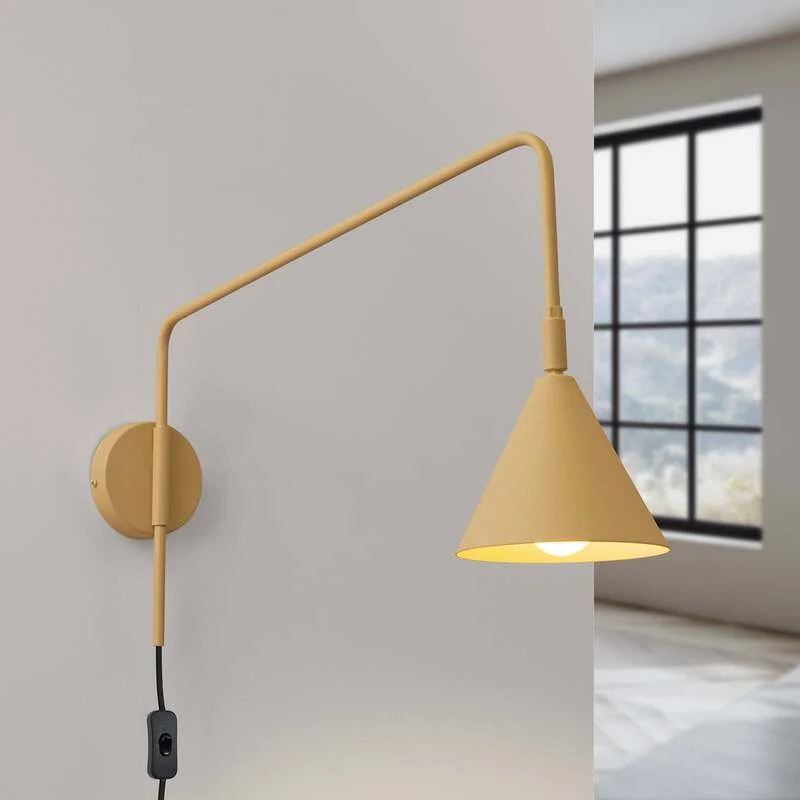 B-Ware Wandleuchte Wandlampe Lys goldfarben Stahl E14 LED Stecker Schalter Kabel Lampe