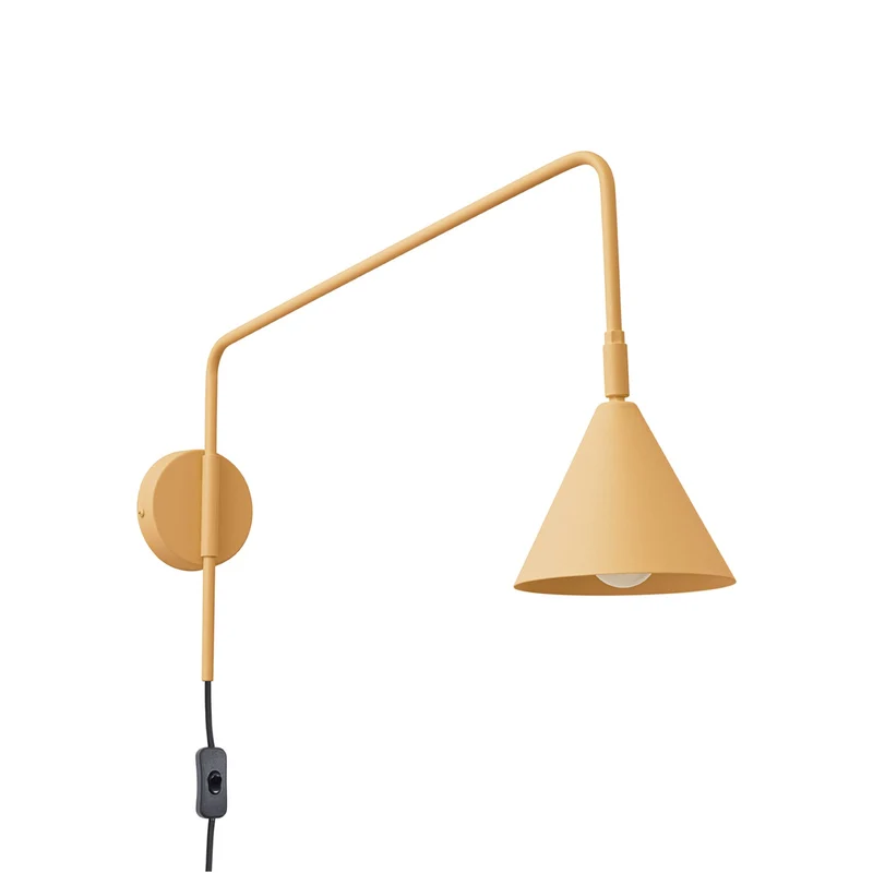 B-Ware Wandleuchte Wandlampe Lys goldfarben Stahl E14 LED Stecker Schalter Kabel Lampe