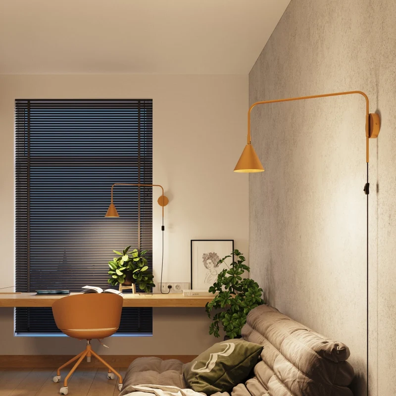 B-Ware Wandleuchte Wandlampe Lys goldfarben Stahl E14 LED Stecker Schalter Kabel Lampe