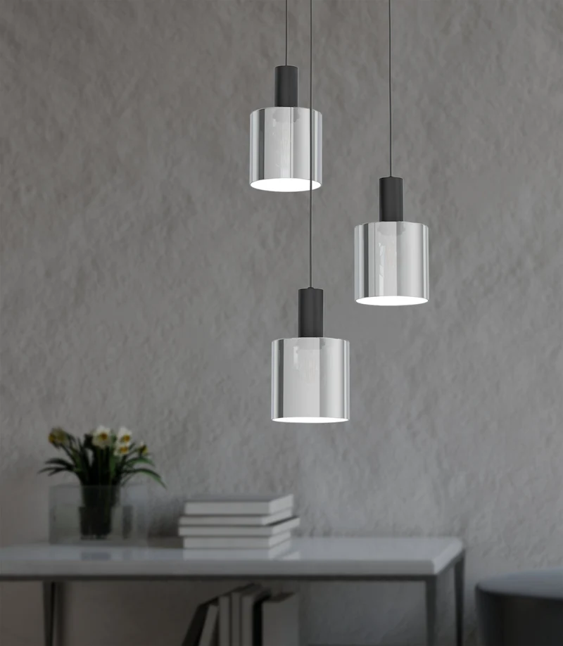 B-Ware Eglo Pendelleuchte Hängelampe Glas schwarz Lampenschirm Leuchte E27 Gorosiba