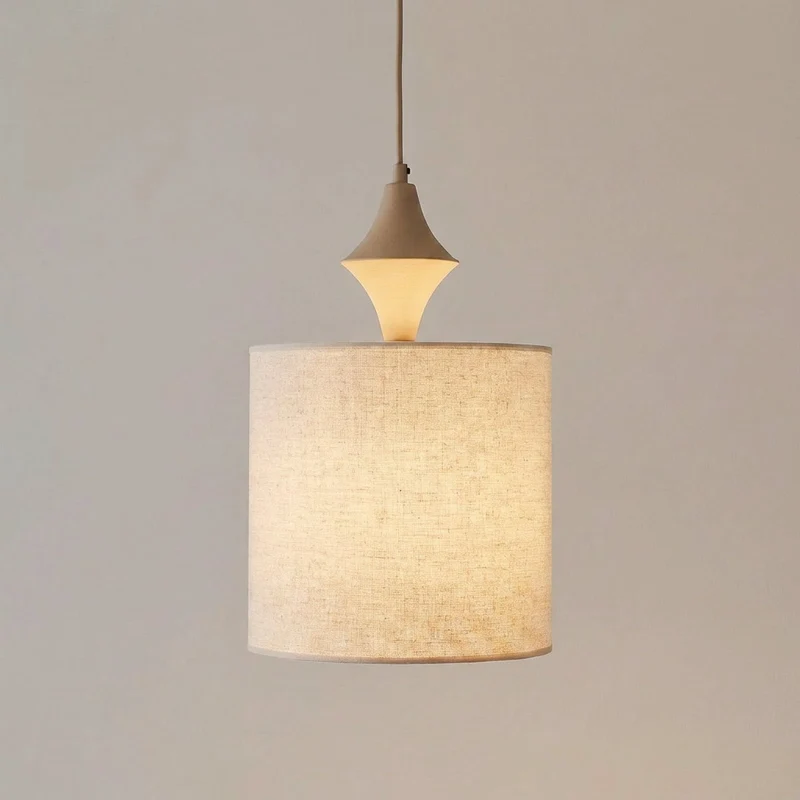 B-Ware Amura Hängeleuchte Pendelleuchte Leuchte Leinen Beige Sand Lampenschirm E27