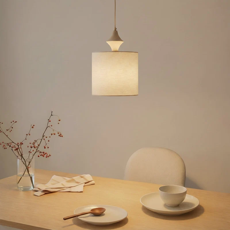 B-Ware Amura Hängeleuchte Pendelleuchte Leuchte Leinen Beige Sand Lampenschirm E27