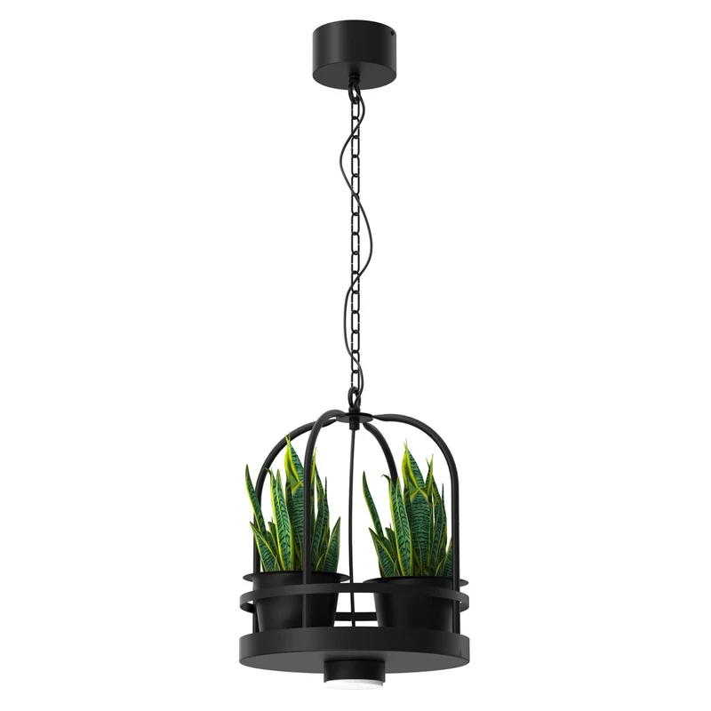 B-Ware Luminex Pendelleuchte Hängelampe ZONA rund Schwarz Ablage Pflanze Stahl GX53 LED