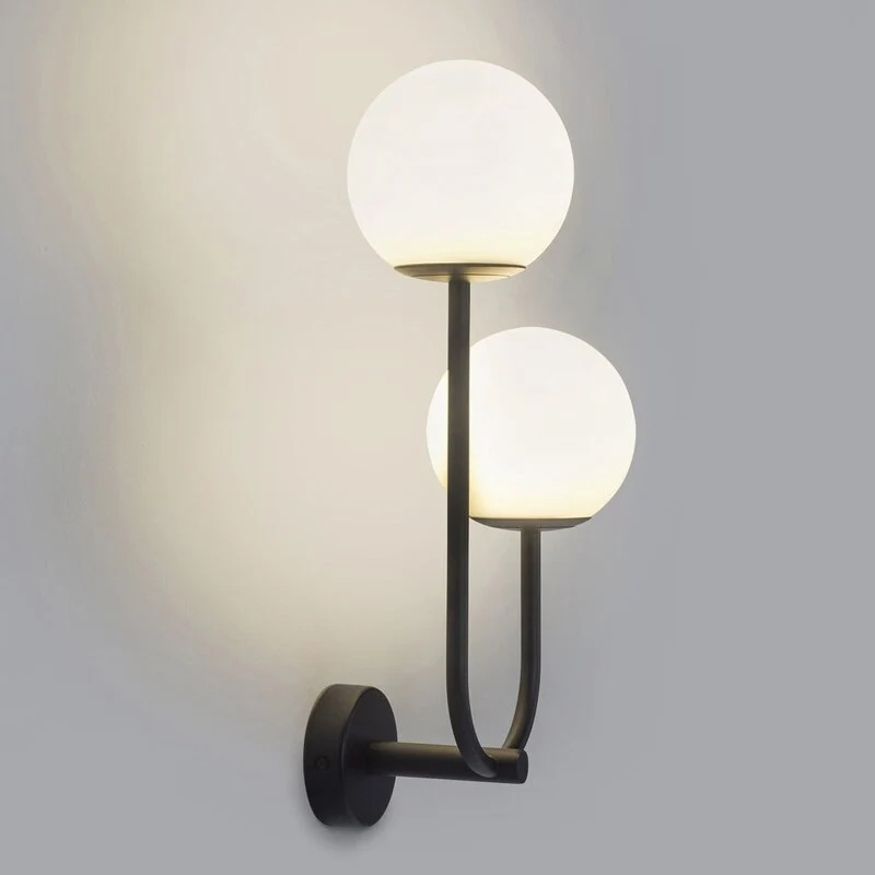 B-Ware Forlight Wandlampe Leuchte Sfera Double schwarz Glas Breite 23 cm
