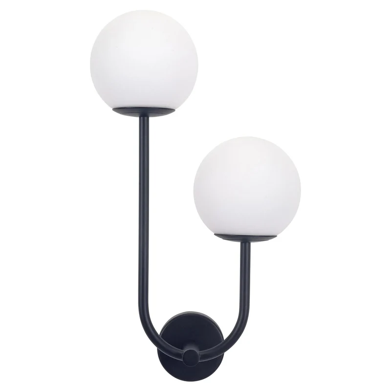 B-Ware Forlight Wandlampe Leuchte Sfera Double schwarz Glas Breite 23 cm