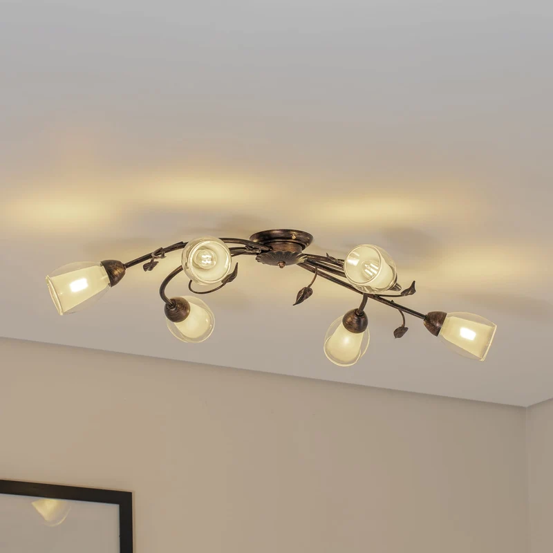 B-Ware Deckenleuchte Lampe Liliana Metall Schwarz Gold Glas Deckenlampe Leuchte LED