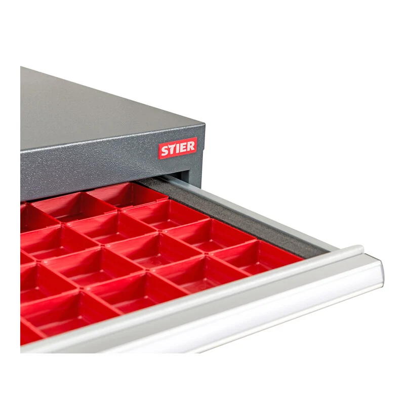 B-Ware STIER Schubladeneinteilung Einsatz Kleinteilekasten Rot Kunststoff 800x450 mm