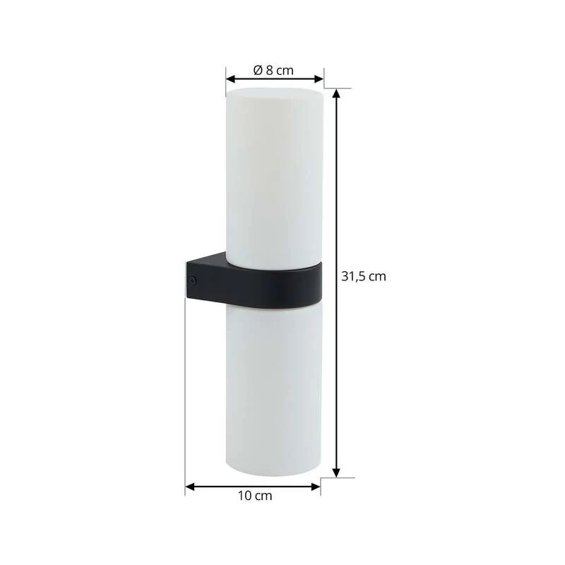 B-Ware Lucande Bad-Wandleuchte Basolo LED dimmbar schwarz 31,5cm Glas Lampe Leuchte