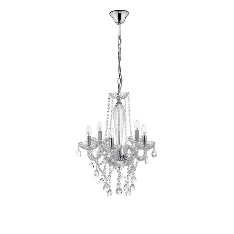 B-Ware NOVA LUCE Pendelleuchte Kronleuchter MOZART Chrom Glas Kristall E14 LED Ø 58 cm