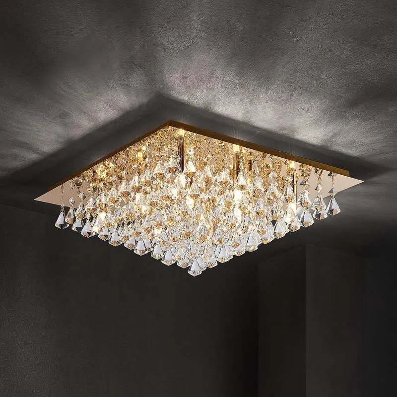 B-Ware Lindby Deckenleuchte Kristallleuchte Rimedia LED Lampe dimmbar gold Ø55cm