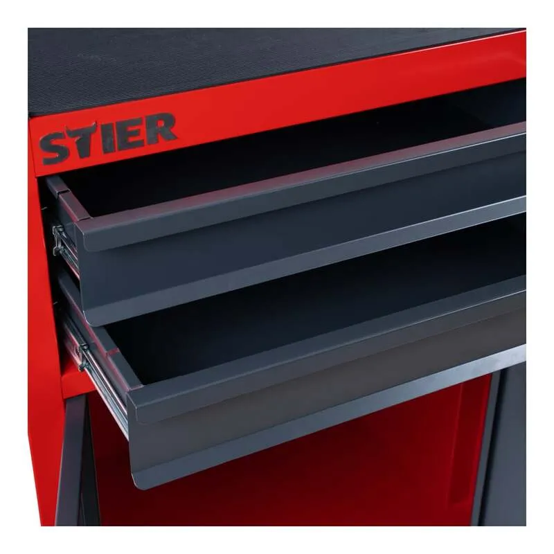 B-Ware STIER Werkstattwagen Basic Compact Werkzeugwagen Kunststoffabdeckung leer rot