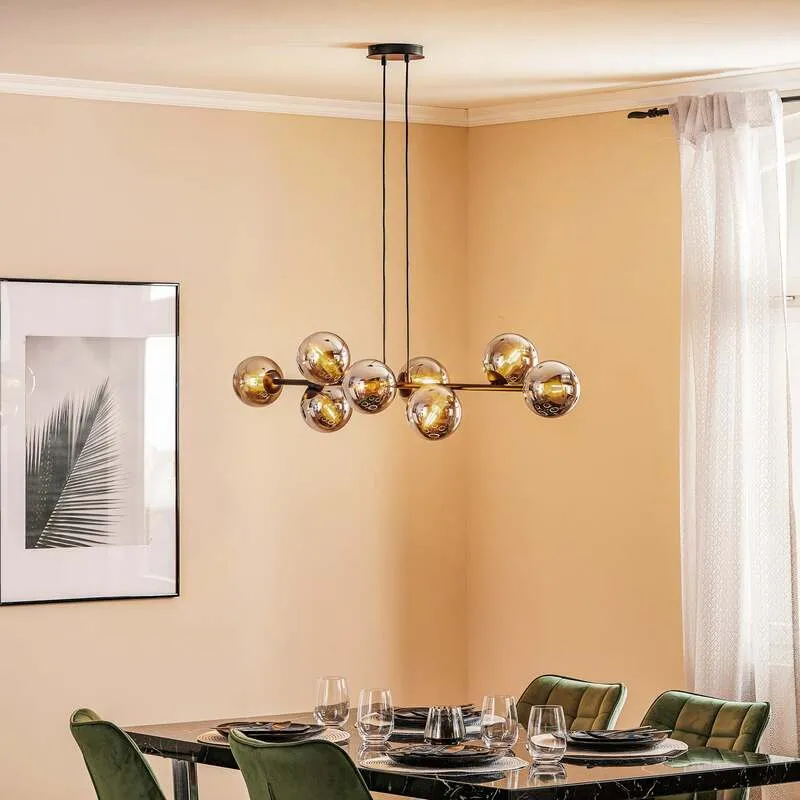B-Ware emibig Hängeleuchte Pendelleuchte Glassy LED 8-flammig dimmbar schwarz graphit