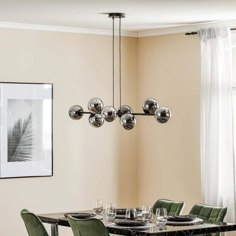 B-Ware emibig Hängeleuchte Pendelleuchte Glassy LED 8-flammig dimmbar schwarz graphit