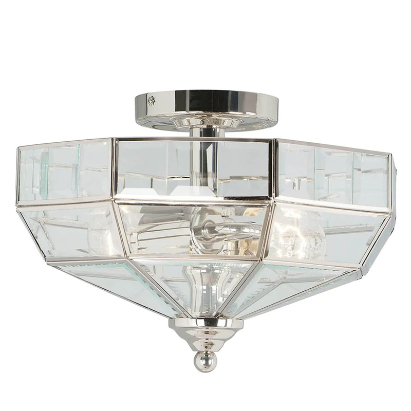 B-Ware Elstead Deckenleuchte Deckenlampe Old Park Nickel poliert Glas Metall LED