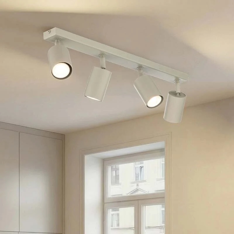 B-Ware Zoom Deckenstrahler Deckenleuchte Strahler 4-flammig Stahl grau beige GU10