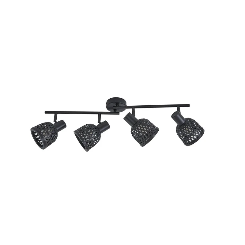 B-Ware Lindby Deckenleuchte Lampe Eskil Schwarz Bambus 4-flammig E14 LED Leuchte Licht