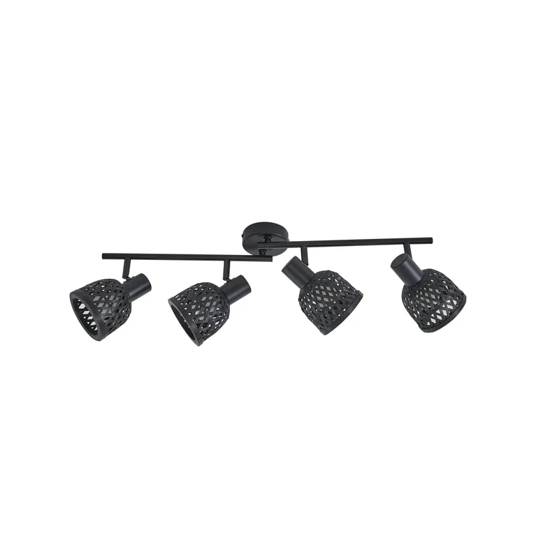 B-Ware Lindby Deckenleuchte Lampe Eskil Schwarz Bambus 4-flammig E14 LED Leuchte Licht