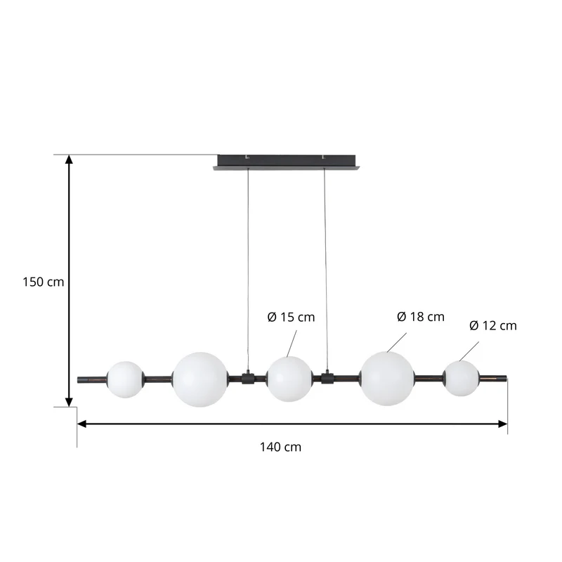 B-Ware Lucande Pendelleuchte LED-Hängeleuchte Tanira schwarz weiß 140cm, step-dim