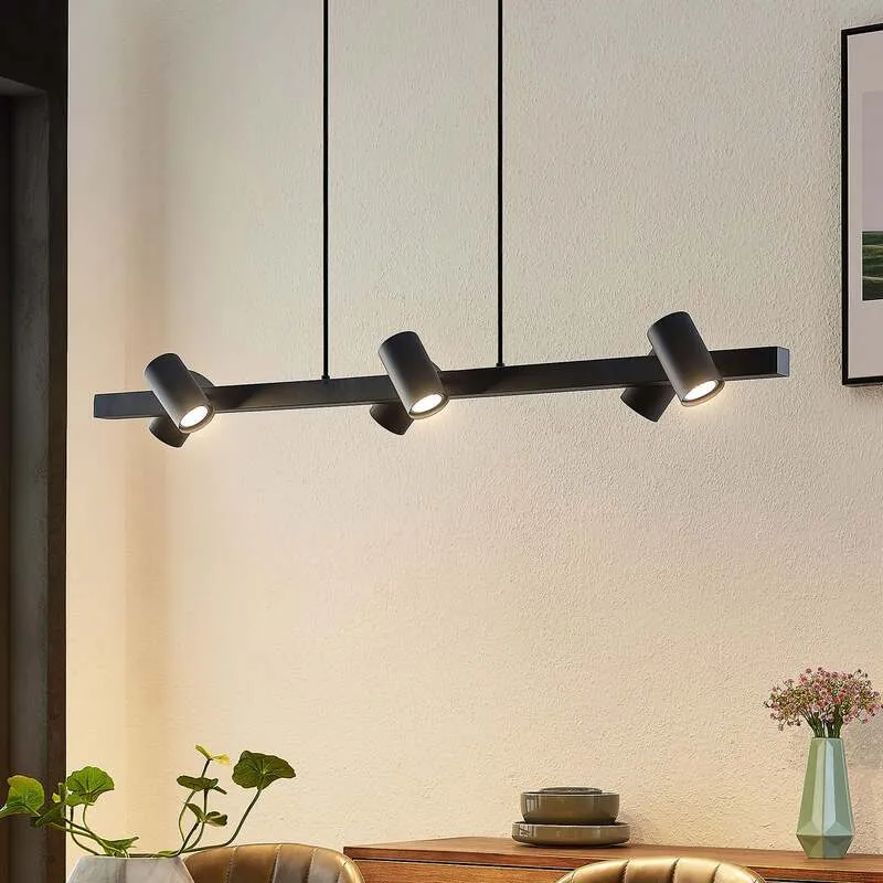 B-Ware Lindby Hängeleuchte Savoli LED Pendelleuchte dimmbar schwarz 116cm 6-flg. Lampe